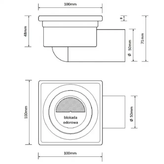 Podlahový odtok Axus mat 10x10 otočný 360 FI50 11315,2