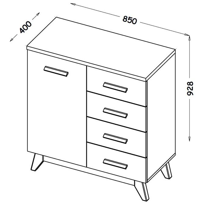 Komoda 1D4S Sven SV8 D Nash/borovica Andersen