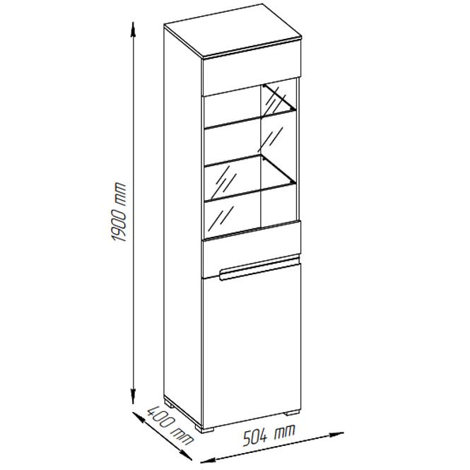 Vitrína Hill A1 1D biely lesk