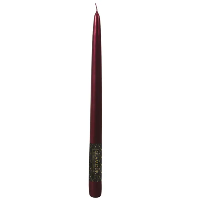 Kónická sviečka  Metalik metalická lesklá bordová 24 cm