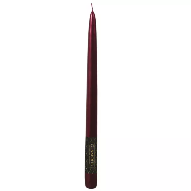 Kónická sviečka  Metalik metalická lesklá bordová 24 cm