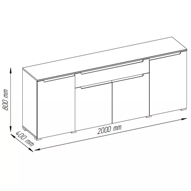 Komoda Hill K05 4D1S biely lesk,3