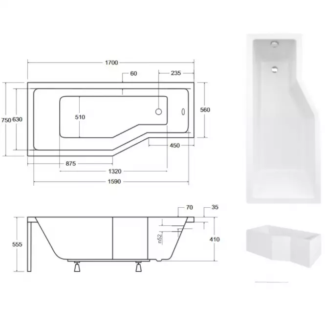 Vaňa Integra 170/75  L + vaňová zástena,4