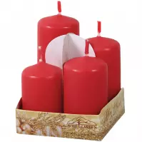 Adventné sviečky stupňovité matné d4x6/7/8/9 cm červené  4 ks