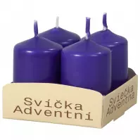Adventná sviečka matná d4x6 cm fialová 4 ks