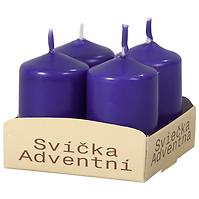 Svíčka adventní matná d4x6 cm 4 ks