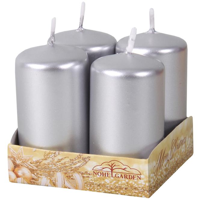 Svíčka adventní metalická lesklá d4x6 cm 4 ks