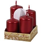 Svíčky adventní stupňovité metal lesk d4x6/7/8/9 cm 4 ks
