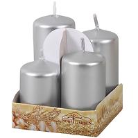 Svíčky adventní stupňovité metal lesk d4x6/7/8/9 cm 4 ks