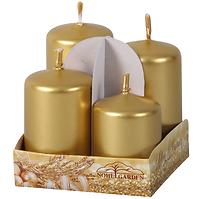 Svíčky adventní stupňovité metal lesk d4x6/7/8/9 cm 4 ks