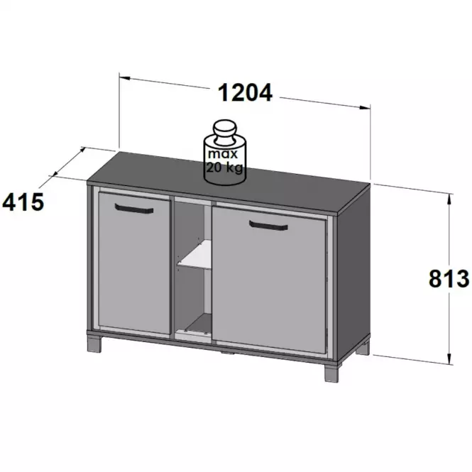 Komoda L Trondheim 2D TDHK232L Dub Aristan,7