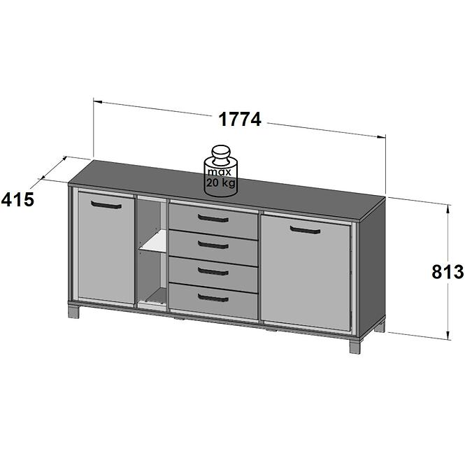 Komoda L Trondheim 2D4S TDHK242L Dub Artisan