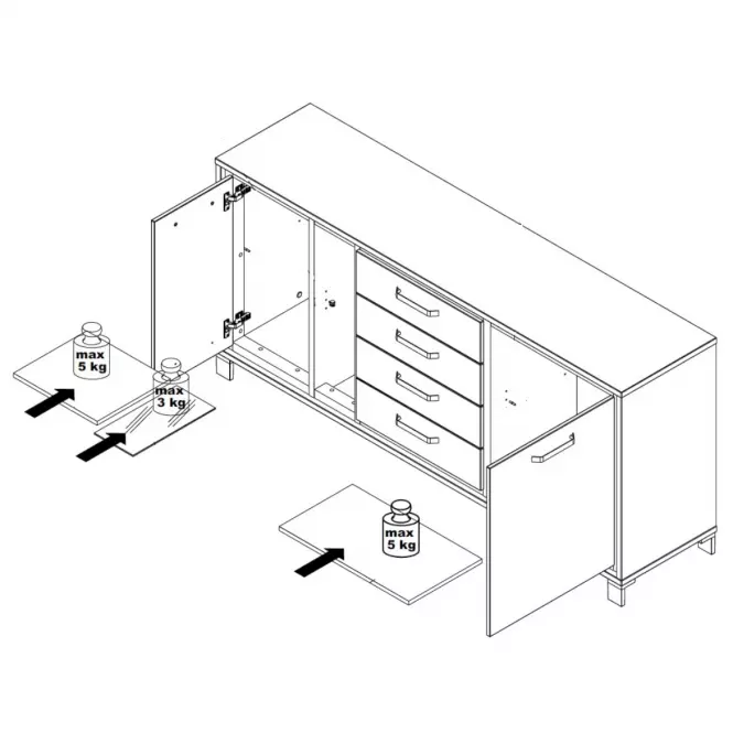 Komoda L Trondheim 2D4S TDHK242L Dub Artisan,4