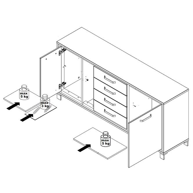 Komoda L Trondheim 2D4S TDHK242L Dub Artisan,4