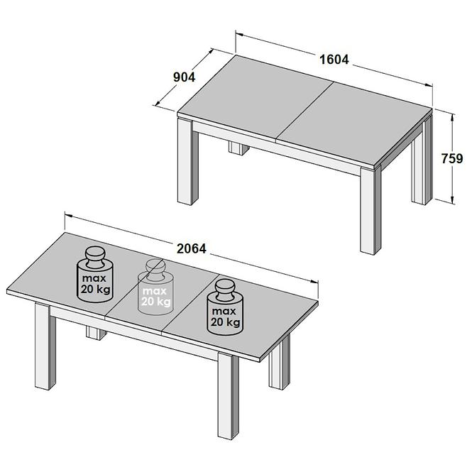 Rozkladací stôl Trondheim 160/207x90cm ALCT44 Dub Artisan