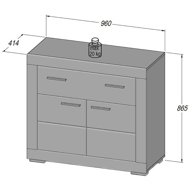 Komoda Snow 2D1S SNWK22 biely mat