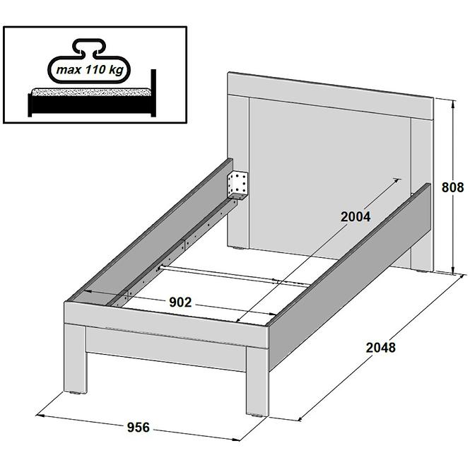 Posteľ Snow 96X200 SNWL09 biely mat