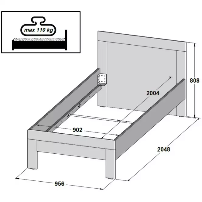 Posteľ Snow 96X200 SNWL09 biely mat,4