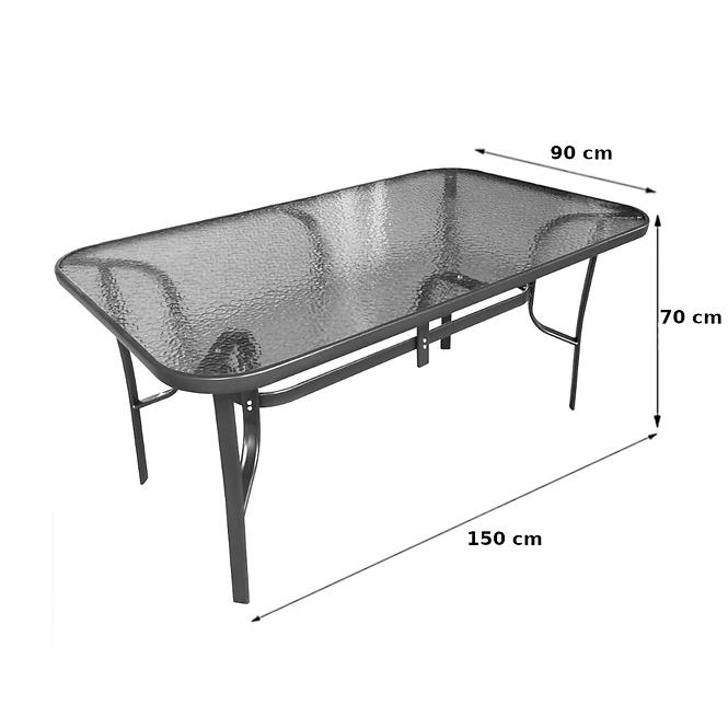 Záhradný sklenený stôl 150x90x70 čierna