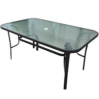 Záhradný sklenený stôl s otvorom 150x90x70cm čierna