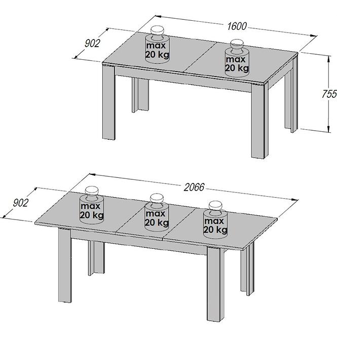 Rozkladací stôl Saint Tropez 160/206x90 cm Dub sangallo/Biela lesk
