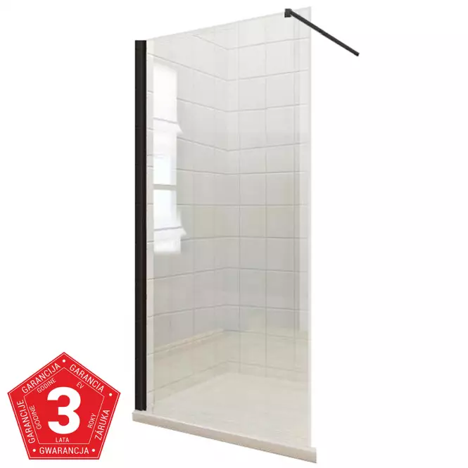 Sprchová Stena WALK-IN Fiord 100x195 čierny profil,3
