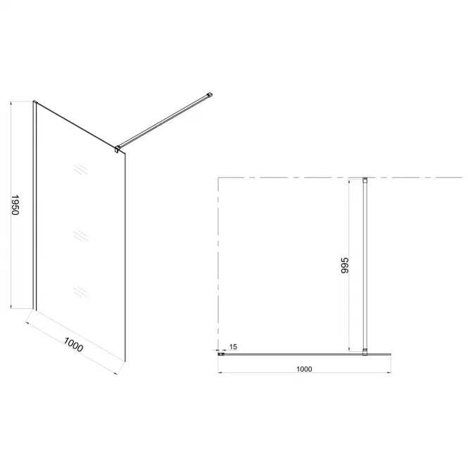 Sprchová Stena WALK-IN Soft 100x195 chrómový profil,4