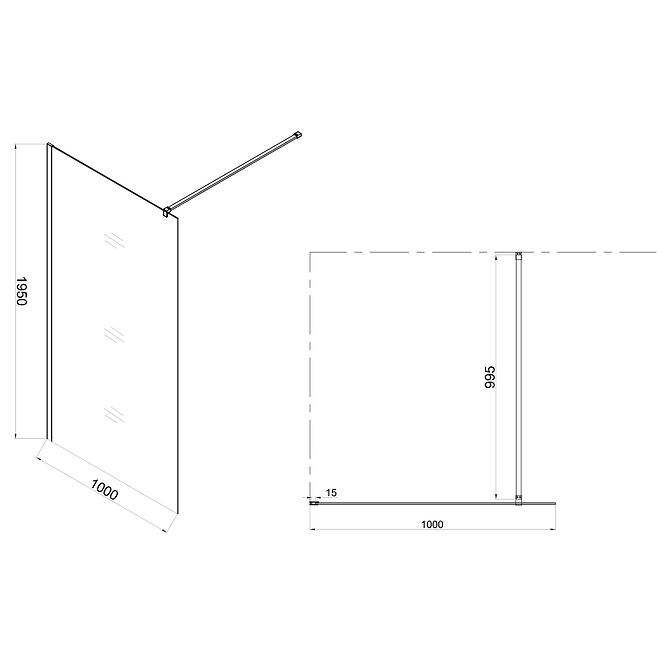 Sprchová Stena WALK-IN Soft 100x195 chrómový profil,4