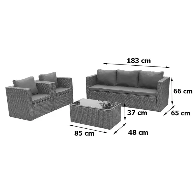Komplet technoratanový Malta antracit,2