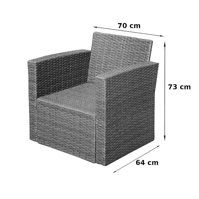 Komplet technoratanový Julia svetlosivá