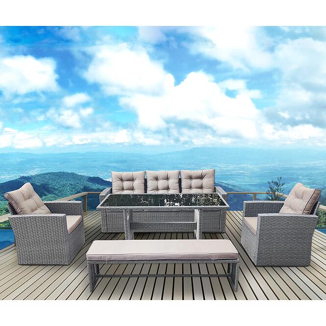 Komplet technoratanový Julia svetlosivá