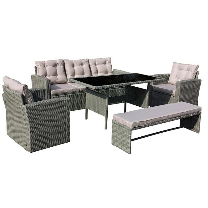 Komplet technoratanový Julia svetlosivá