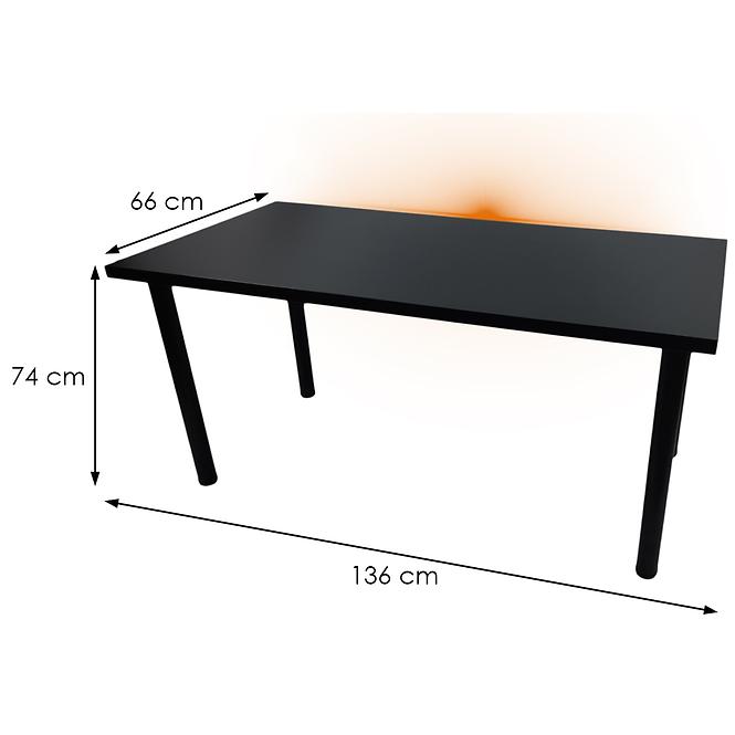 Písací Stôl Pre Hráča 136x66x28 Model 1 čierna Top