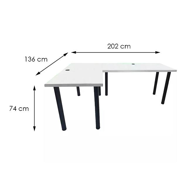 Písací Stôl Pre Hráča Narożne 136x66x28 Model 2 Biely Low
