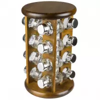 Otočný stojan na koreniny 16 ks striebro