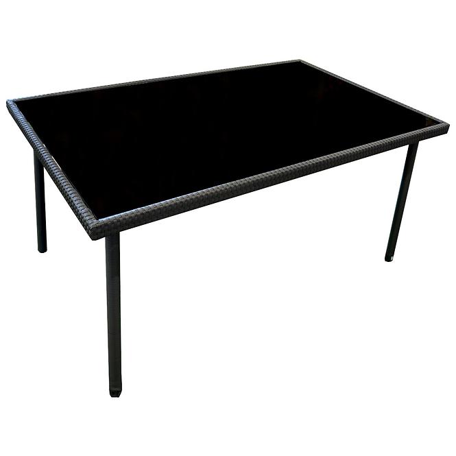 Záhradný sklenený ratanový stôl 150x90x70cm čierny,5
