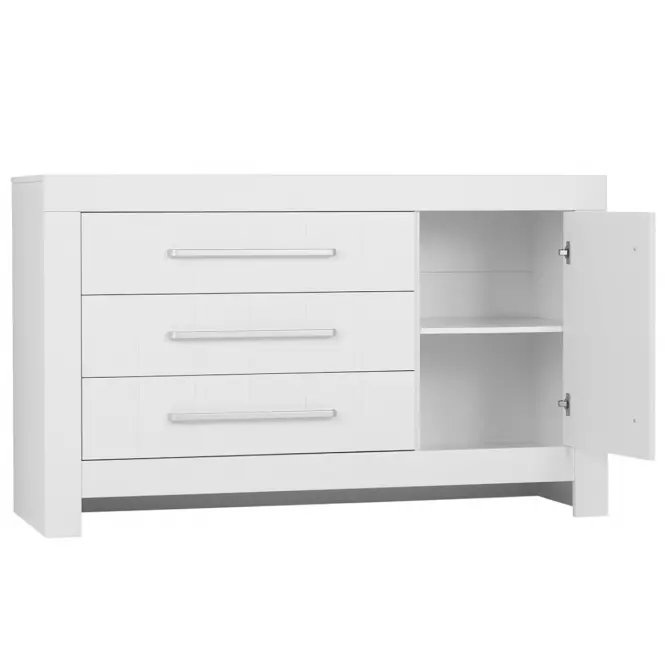 Komoda 3 zásuvková + 1 dvierka CALMO biela