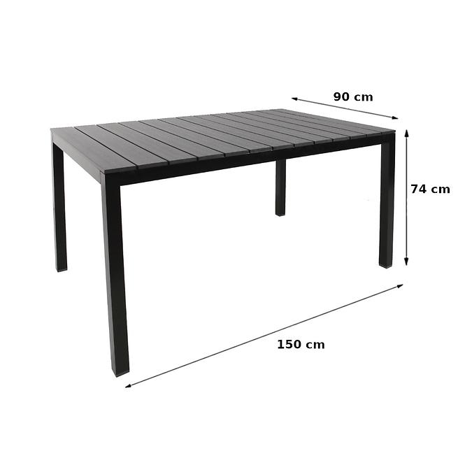 Stôl hliníkový Polywood strieborná/taupe
