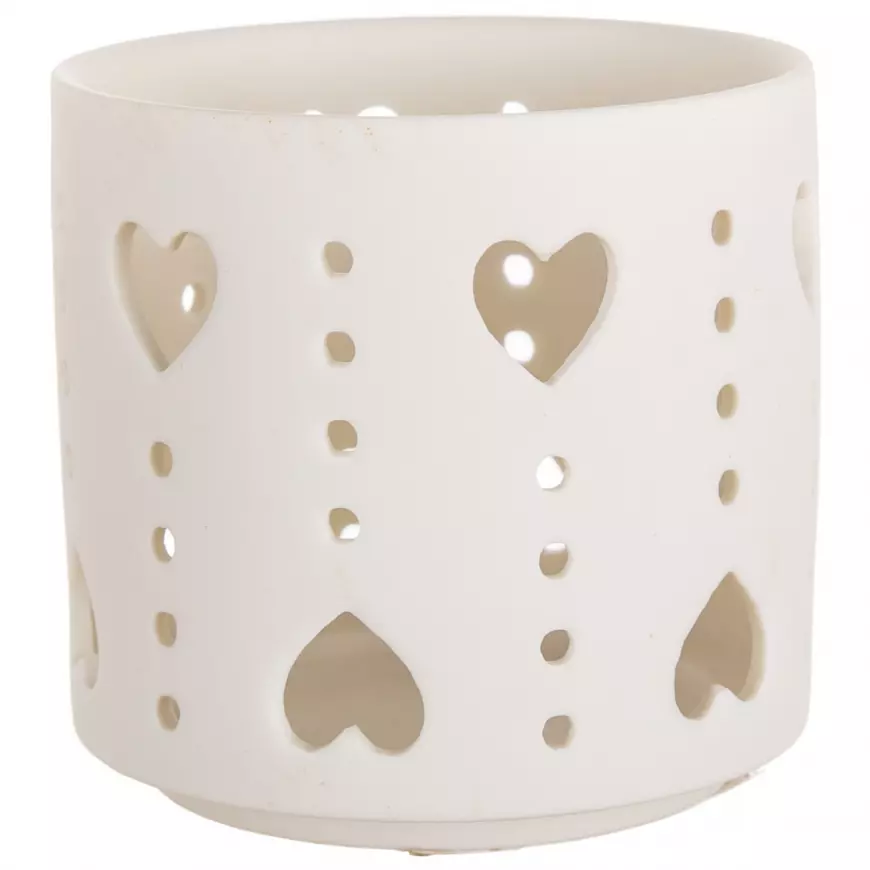 Svietnik T-Light porcelánový Heart biely