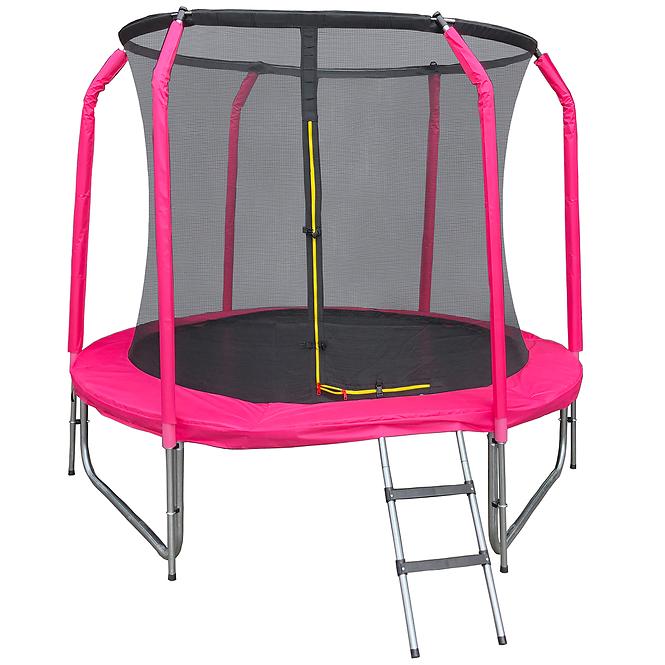 Trampolína COMFORT s rebríkom 244cm ružová