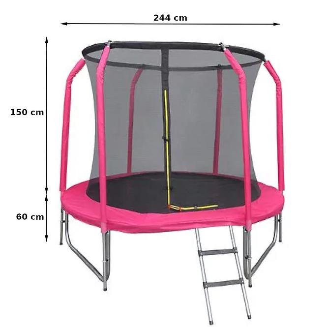 Trampolína COMFORT s rebríkom 244cm ružová