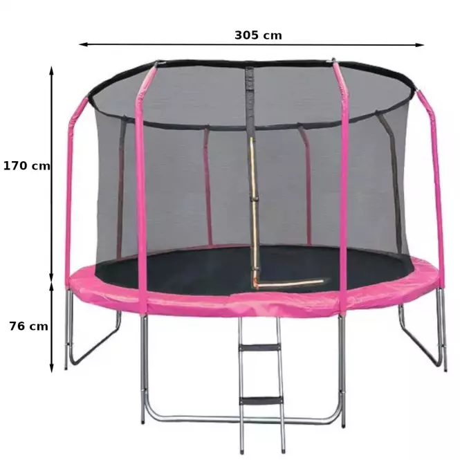 Trampolína COMFORT s rebríkom 305cm ružová,2