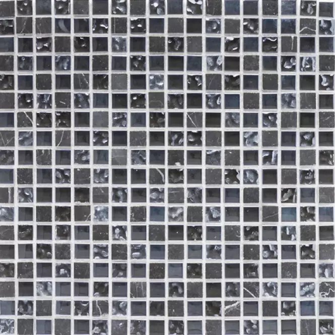 Obklad mozaika Marmor Schwarz/Glasmix Schwarz 30,5x30,5x0,8