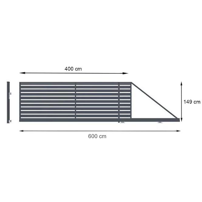 Posuvná brána SZAFIR pravá149x400 W01363