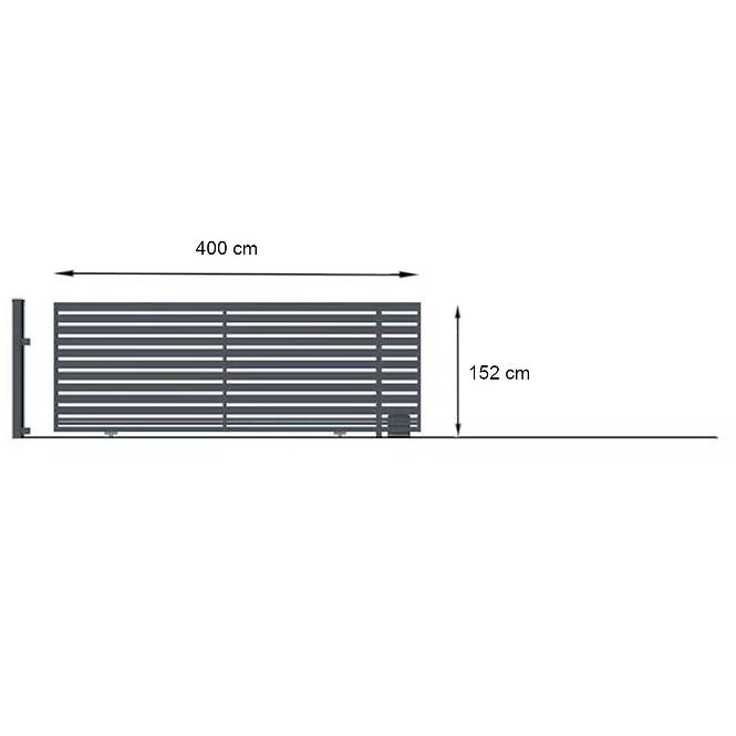 Posuvná brána SZAFIR bez protihrotu  pravá 152x400 S POHONOM W01369