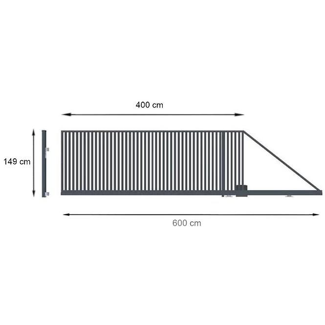 Posuvná brána AGAT pravá 149x400 S POHONOM W01378