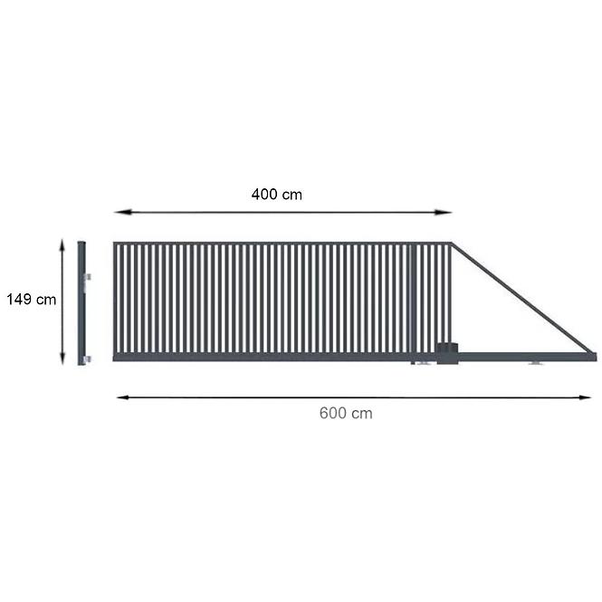Posuvná brána AGAT pravá 149x400 S POHONOM W01378,2
