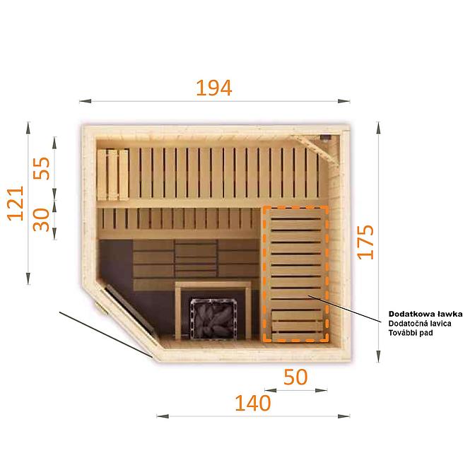 Sauna PERHE 2018E – rohová