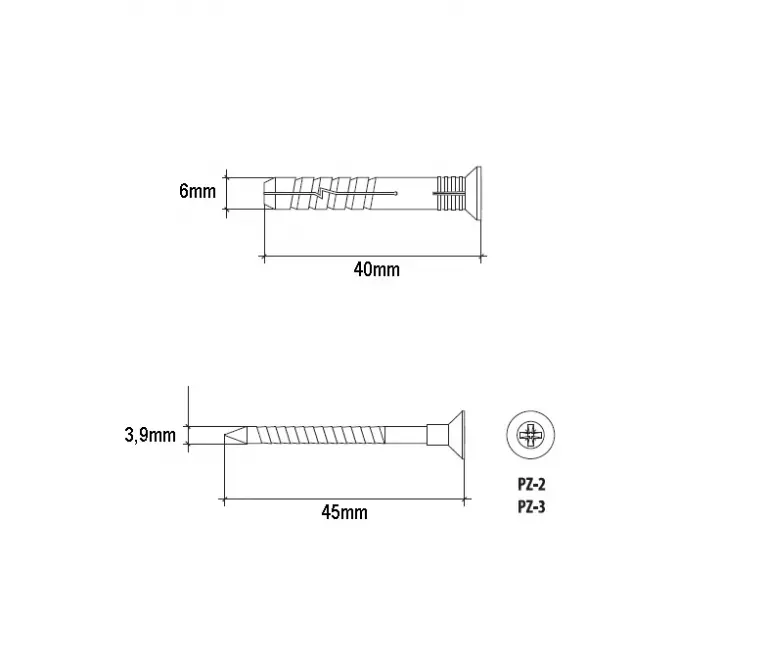 Wkręt-met Rozpínacia natĺkacia hmoždinka 6x40 mm L100,2