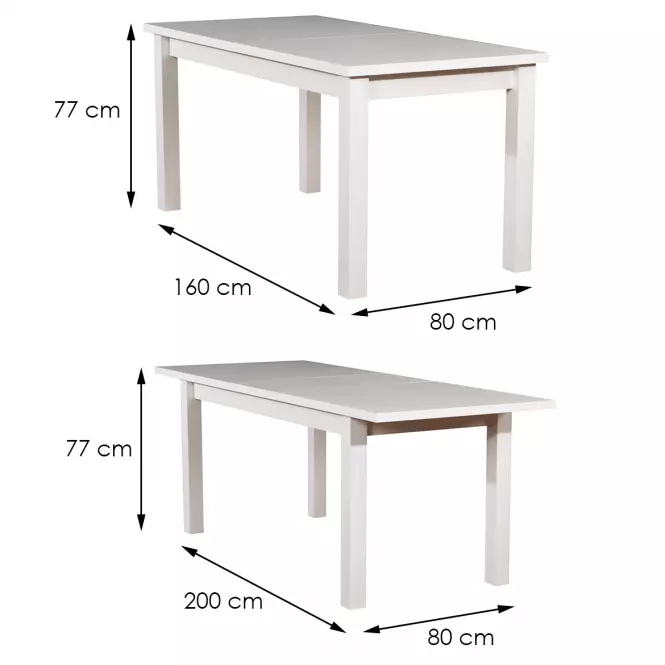 Rozkladací stôl ST28 160/200x80cm biely,4